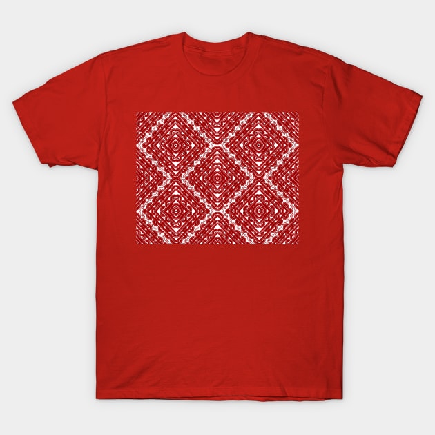 Red and white mosaic T-Shirt by Almanzart